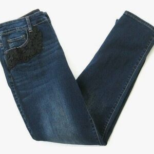 Chico’s Platinum RELAXED ANKLE denim Jeans with Black Lace Detail